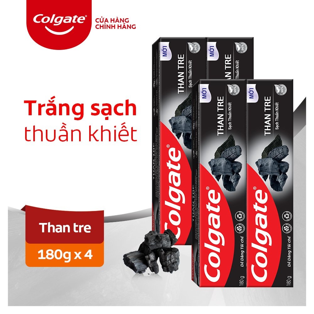 Bộ 4 Kem đánh răng Colgate thiên nhiên Than tre Hàn Quốc khử mùi diệt khuẩn 180g