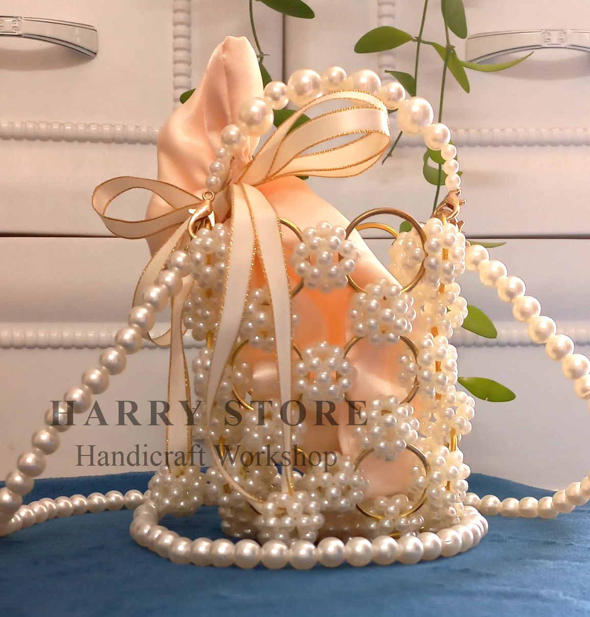 Túi handmade tự đan hạt ngọc trai HRRA-TT xu hướng thời trang kết hợp truyền thống và hiện đại