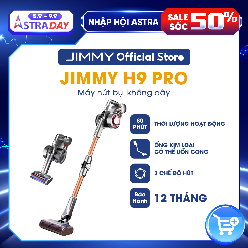 Máy Hút Bụi Không Dây Jimmy H9 Pro Sạc Di Động Màn Hình Led Hiển Thị Đầu Hút Ổng Uốn Linh Hoạt Hút Mạnh - Hàng Chính Hãng - Bảo Hành 12 Tháng