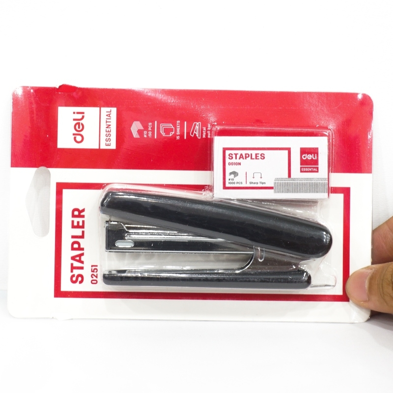 Dập Ghim 10 # + Lõi Ghim Deli 251 - Màu Đen