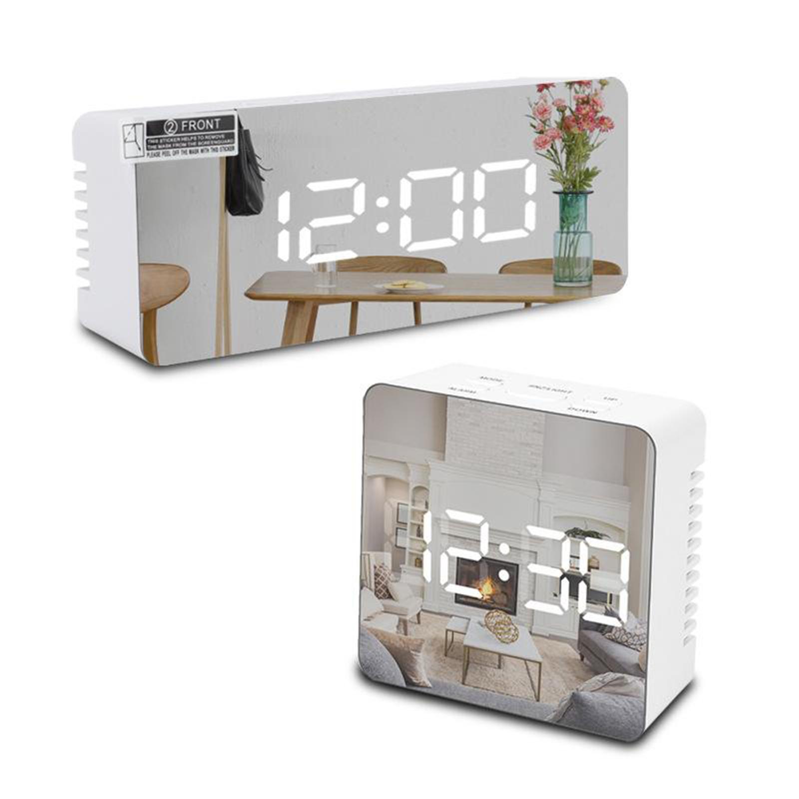 Alarm Clock Digital LED Display Mirror Clock