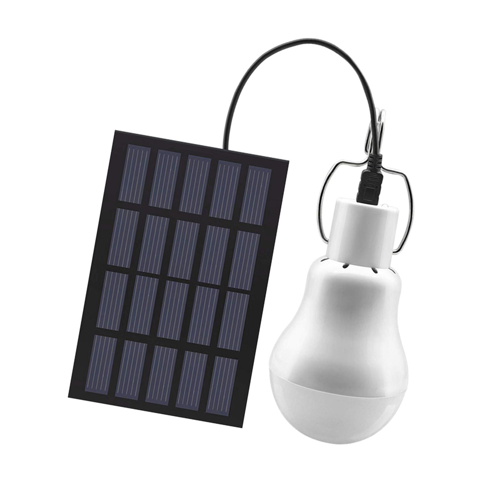 Portable LED Bulb Light Camping Solar Powered Panel Hanging Lamp Indoor