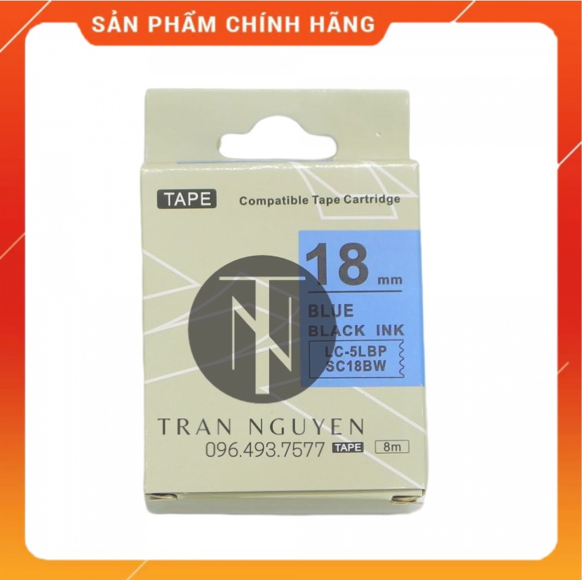 Nhãn in Tepra SC18BW - Chữ đen nền dương 18mm x 8m - Hàng nhập khẩu