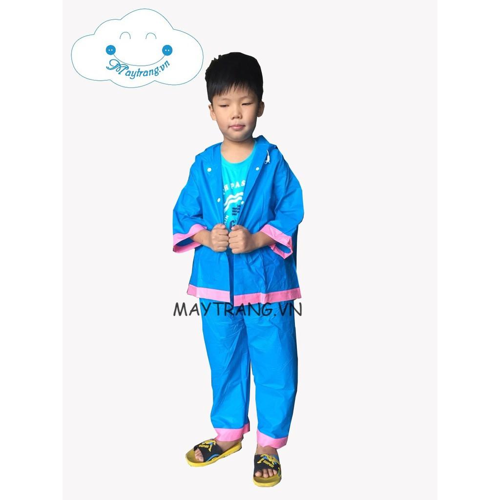 Bộ Áo Mưa Nhựa Em Bé - Xanh Nước Biển Cho bé từ 25-35KG