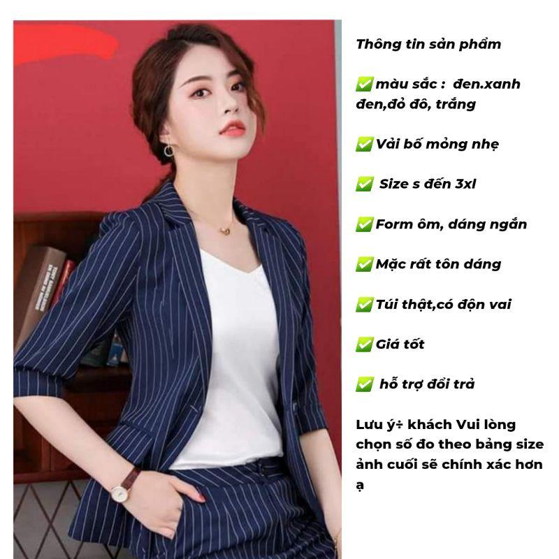 áo vest công sở kẻ sọc tay lỡ cao cấp Linh Chi vải bố mỏng nhẹ form chuẩn đẹp,tôn dáng AVKS01