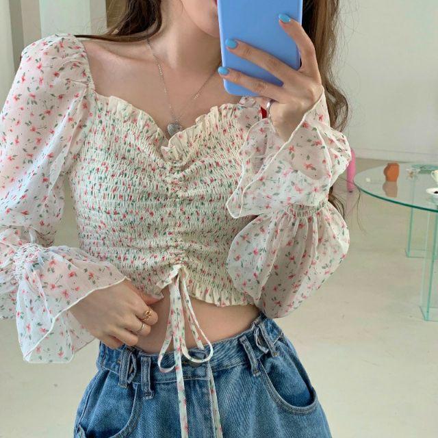 (SẴN) Áo croptop rút dây S9