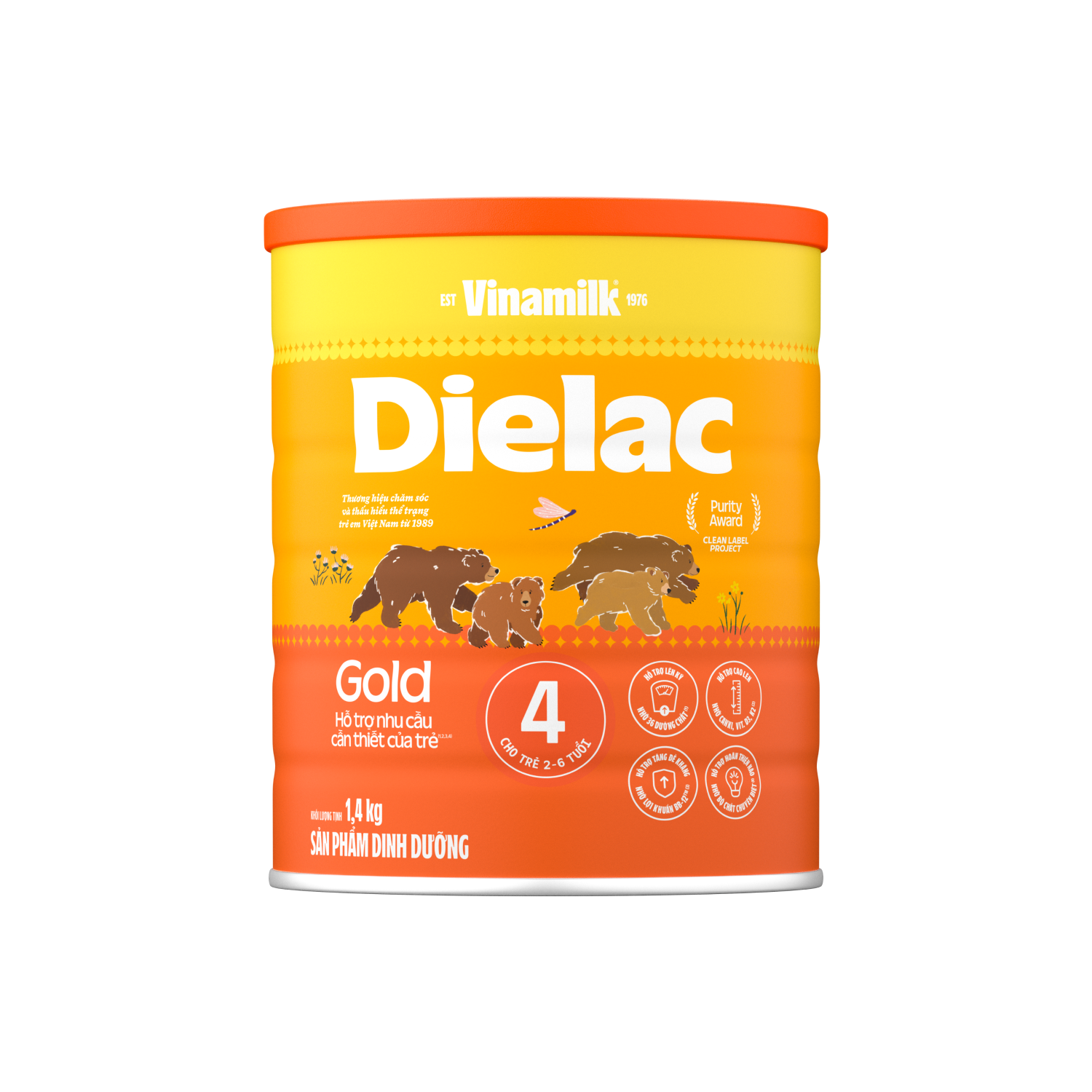 Sữa Bột Dielac Alpha Gold 4 Lon 1400G Cho Trẻ Từ 2 - 6 Tuổi