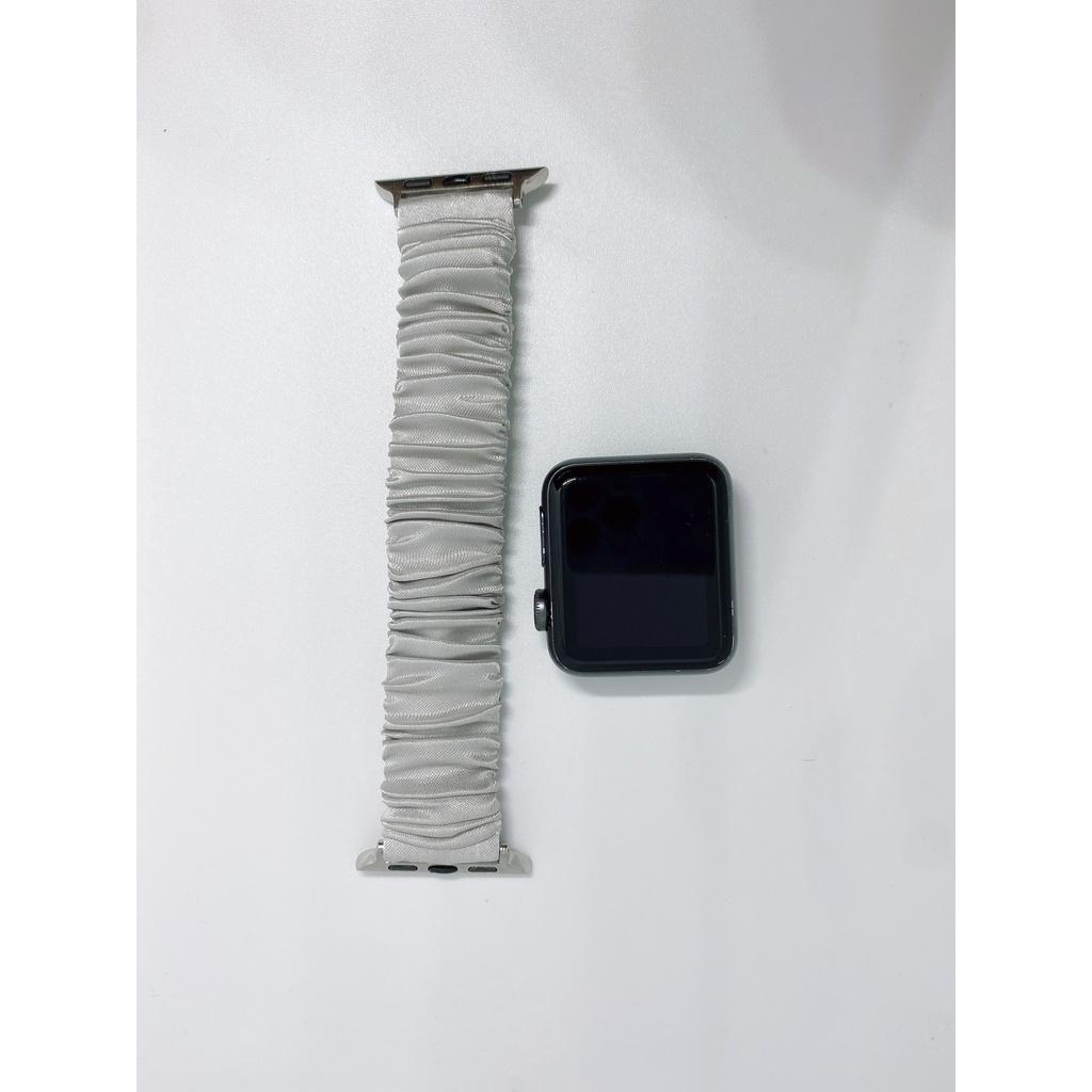 Combo dây đồng hồ apple watch và scrunchies dây cột tóc, buộc tóc vải satin lụa Bạc Noel
