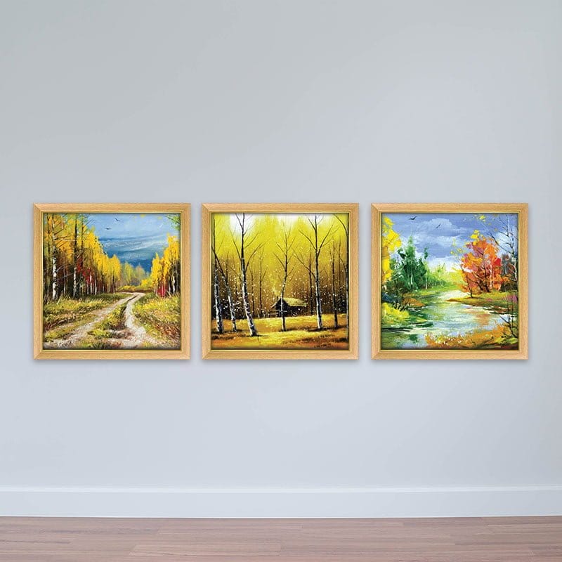 Bộ 3 tranh treo khách sạn "Chiều Thu" | Tranh khách sạn W2266 Canvas có viền