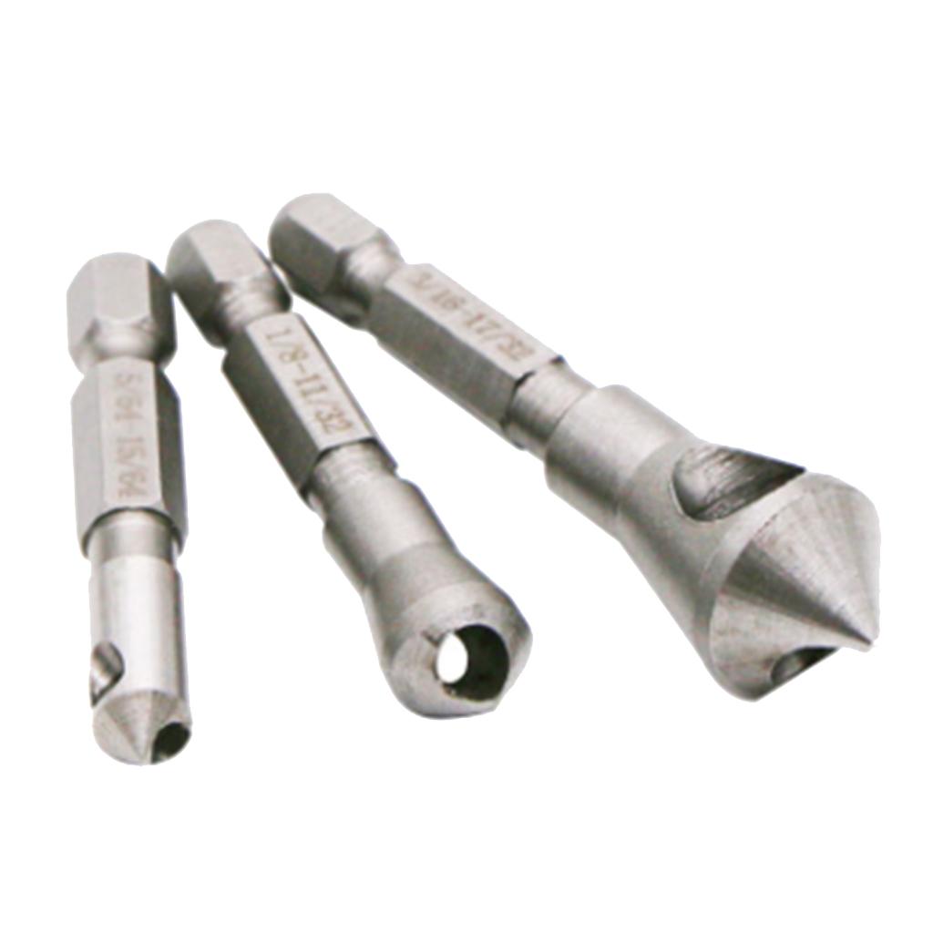 3Pcs Countersink Bits Counter Sink Drilling Wood Screw Power Drill Bits Tool