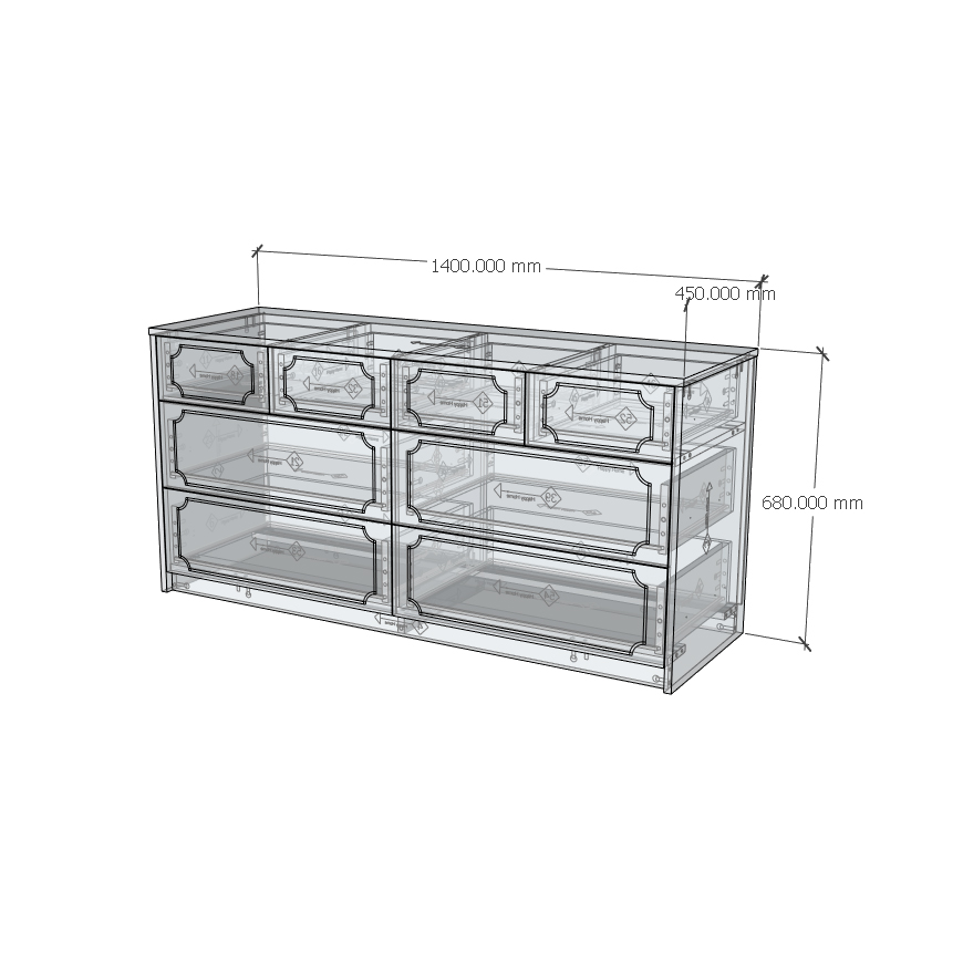 [Happy Home Furniture] NERIS, Tủ lưu trữ 8 ngăn kéo , 140cm x 45cm x 68cm ( DxRxC), THK_135