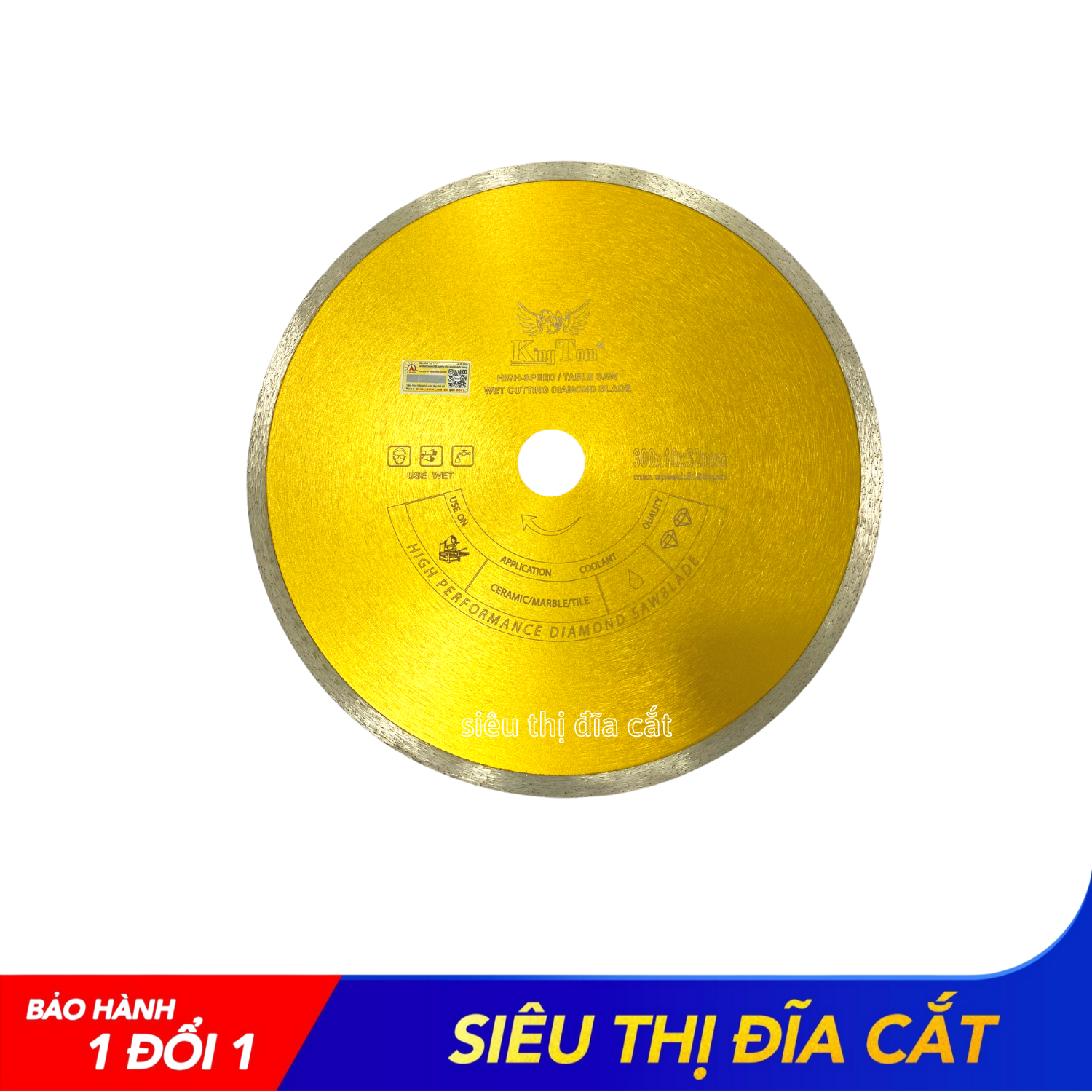 LƯỠI CẮT GẠCH MEN 300MM KINGTOM VÀNG ƯỚT - Chuyên Cắt Gạch Men, Bóng Kiếng