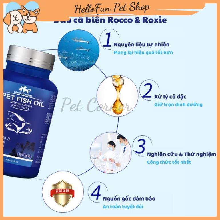 Viên dầu cá cho chó mèo Pet Fish Oil, bổ sung Omega 3, tăng sức đề kháng và dưỡng lông