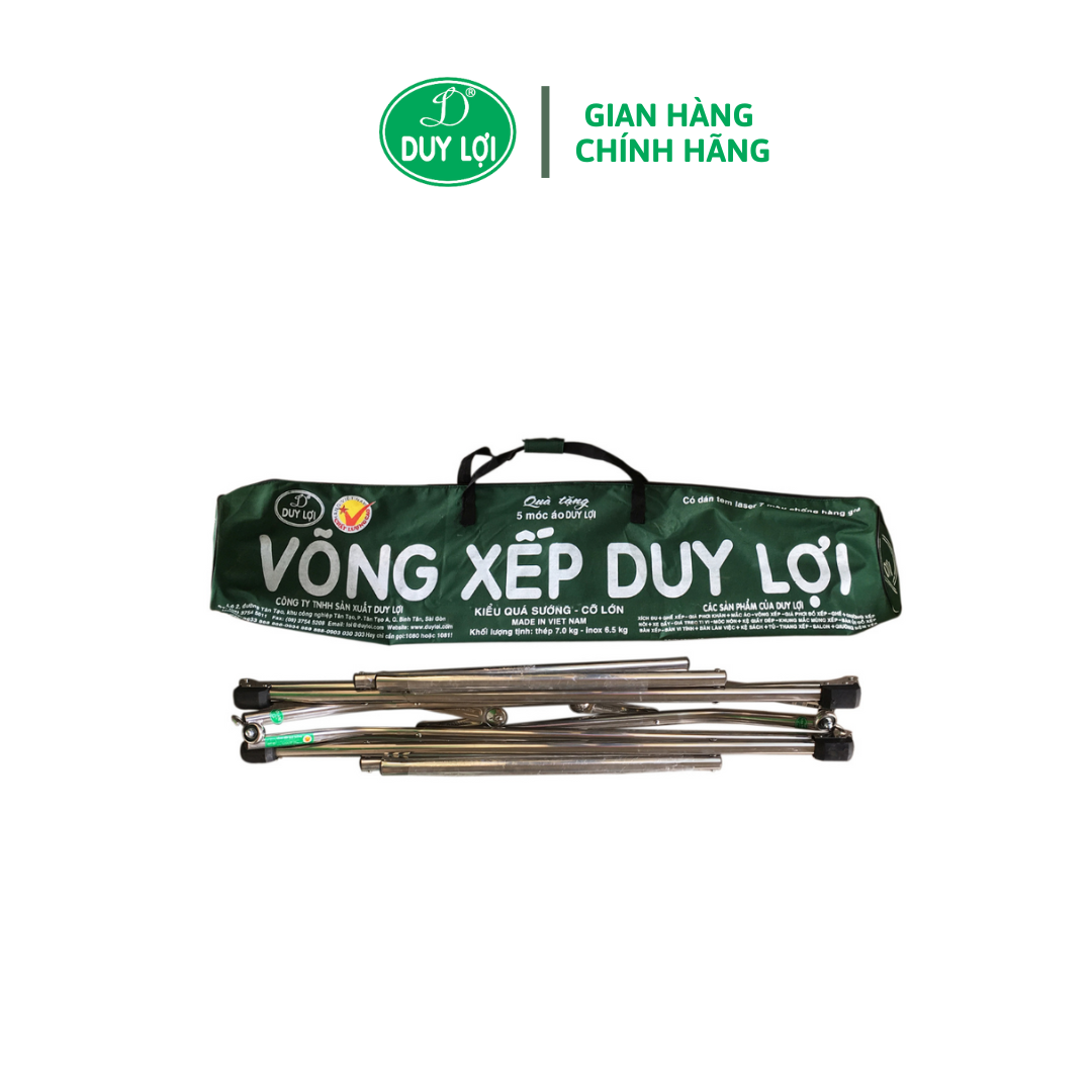 KHUNG VÕNG XẾP DUY LỢI INOX - CỠ NHỎ - TẶNG 10 MÓC ÁO KÉP NHỰA CAO CẤP DUY LỢI