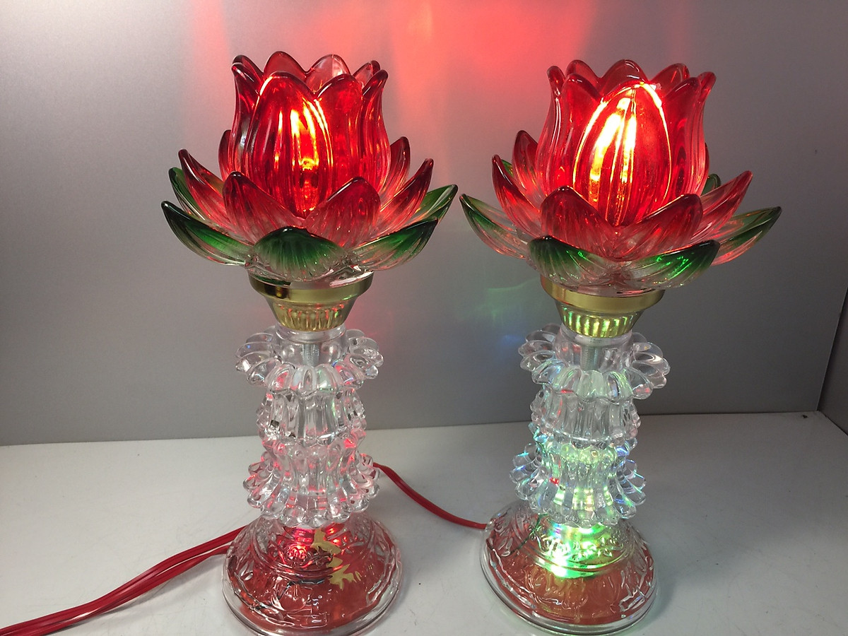 Đèn thờ hoa sen, bóng và thân đèn có đèn led , tiết kiệm điện cao 28 cm KH667239