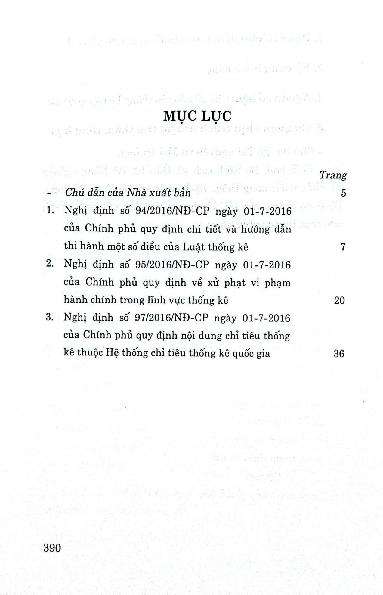 Các nghị định hướng dẫn thi hành Luật thống kê năm 2015