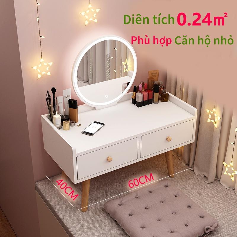 Bàn trang điểm ngồi bệt HOLI (AK05) có Gương LED cảm ứng, Thiết kế nhỏ gọn, 2 Ngăn Kéo rộng, sản phẩm nhiều Màu Sắc