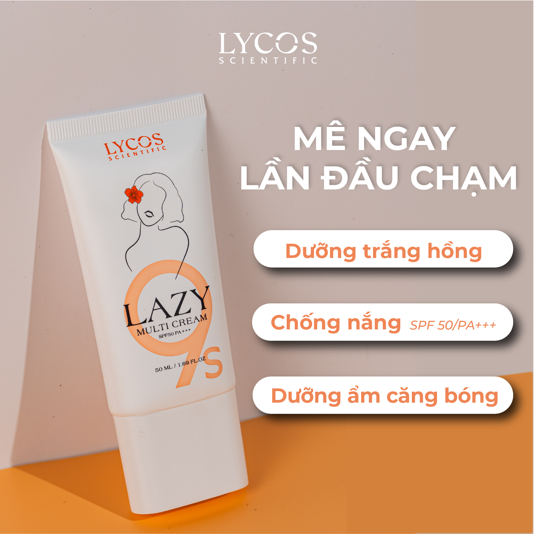 Kem Lười Căng Bóng Lycos 3in1 Kem lười 9S LAZY MULTI CREAM LYCOS: trắng hồng, Căng bóng, Chống nắng
