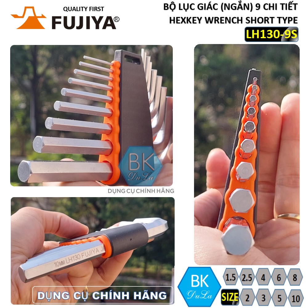 Bộ cờ lê lục giác ngắn đầu bằng lục giác 9 chi tiết FUJIYA LH130-9S made in Japan