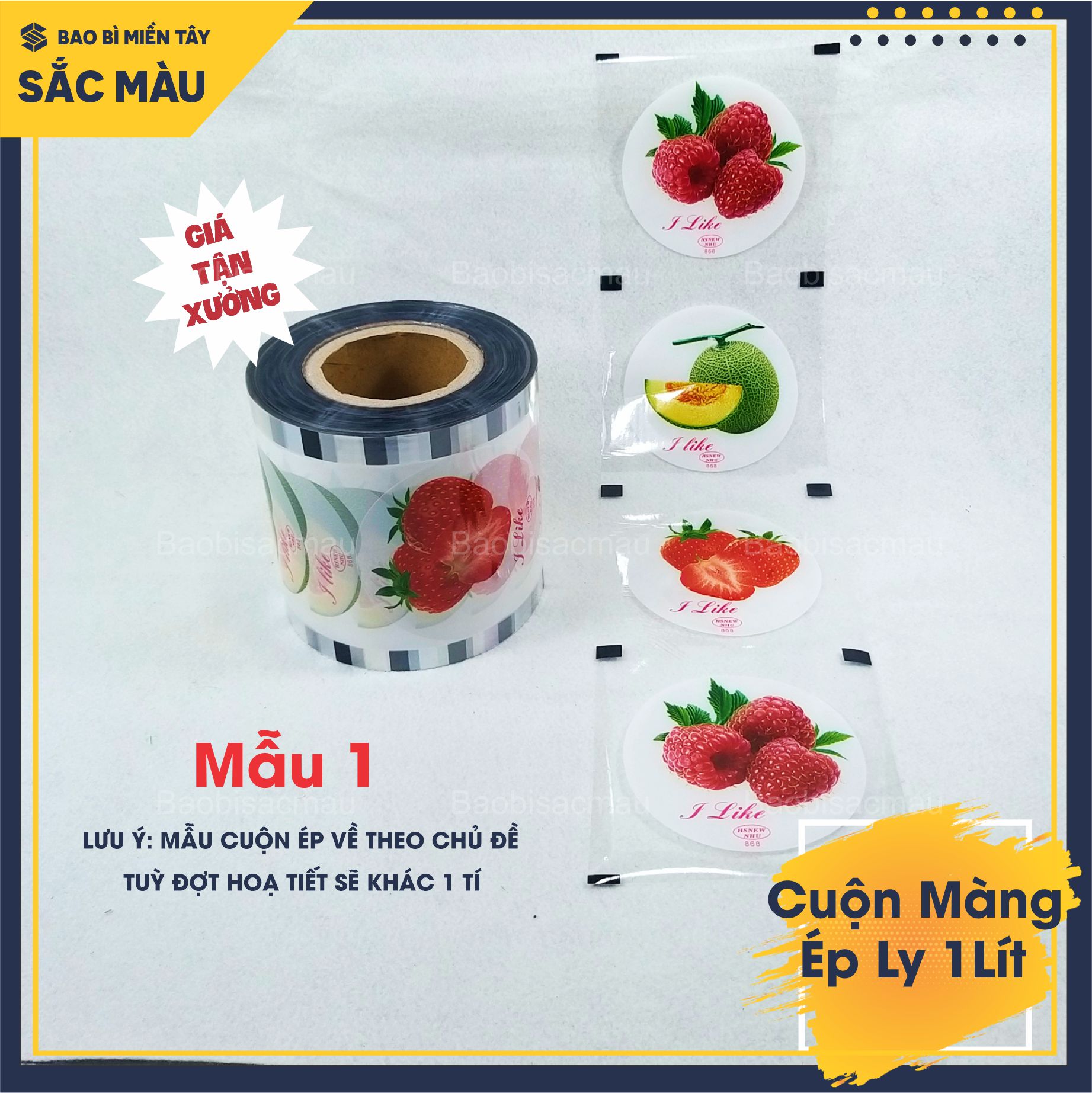 Cuộn màng ép ly, màng dập cốc dùng cho ly khổng lồ 800ml -900ml -1000ml in sẵn họa tiết vui tươi, đẹp mắt