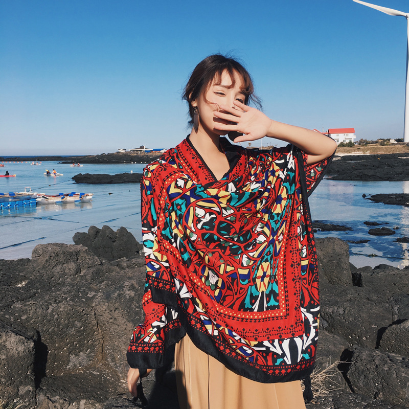 Khăn Choàng Quàng Cổ Boho Họa Tiết Thổ Cẩm Đi Biển Vintage - Chất Liệu Cotton - Size:90x180cm - Mã KC003