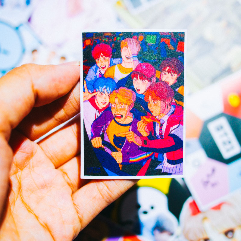 Set 100 sticker hình dán laptop mũ bảo hiểm xe máy xe hơi chủ đề - KPOP BTS Boyband