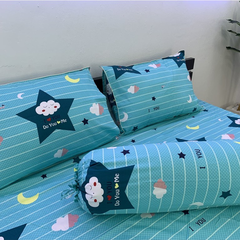 Drap Giường Ga Giường May Từ Vải Cotton Thắng Lợi Mẫu Mới Mát Mềm Mịn Đẹp Vượt Thời Gian - Mẫu Sao Xanh