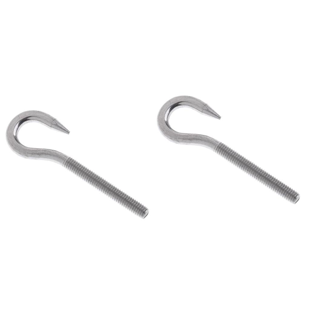 2 Pieces 304 Stainless Steel Threaded Screw Hook Eye Bolt Boat Parts M4 M5, Marine Grade