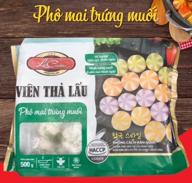 VIÊN SURIMI BÁNH BAO THẢ LẨU PHÔ MAI TRỨNG MUỐI 500G