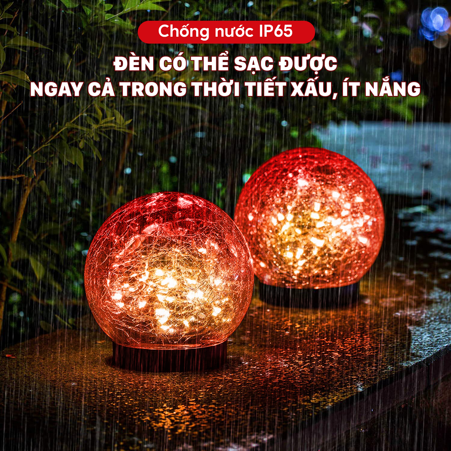 Đèn trang trí năng lượng mặt trời quả cầu cắm đất, tích kiệm điện, bóng siêu sáng, chống thấm nước - DA3139