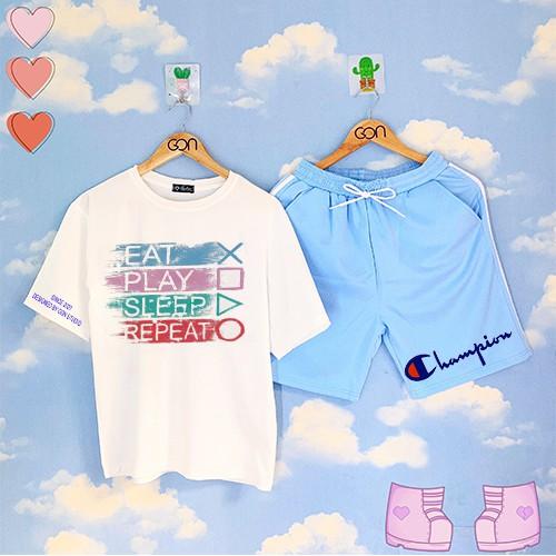 Set đồ bộ Quần Shorts Lửng Kẻ 3 Sọc Quần Ulzzang Ống Rộng Quần Đùi Kẻ Sọc