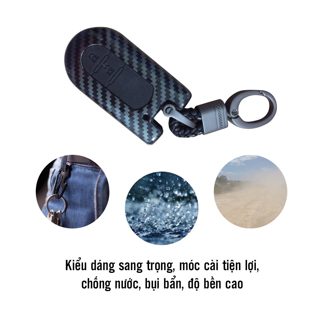 Ốp chìa khóa dành cho xe Toyota Rush chất liệu nhựa ABS mạ vân Cacbon - Hàng Chính Hãng