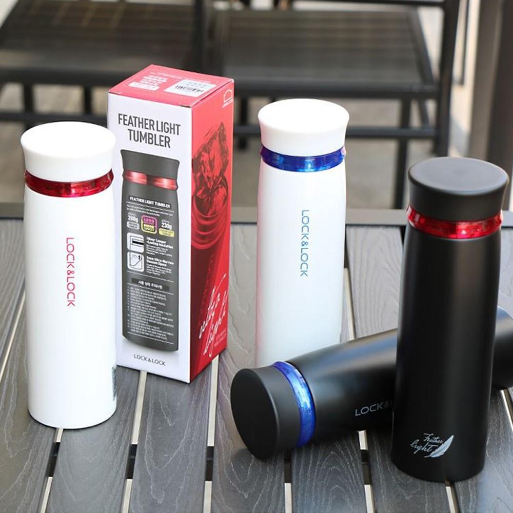 Bình giữ nhiệt Lock&Lock 450ml Feather Light LHC4131 - Hàng chính hãng, bằng thép không gỉ, có lưới lọc trà - Hapos