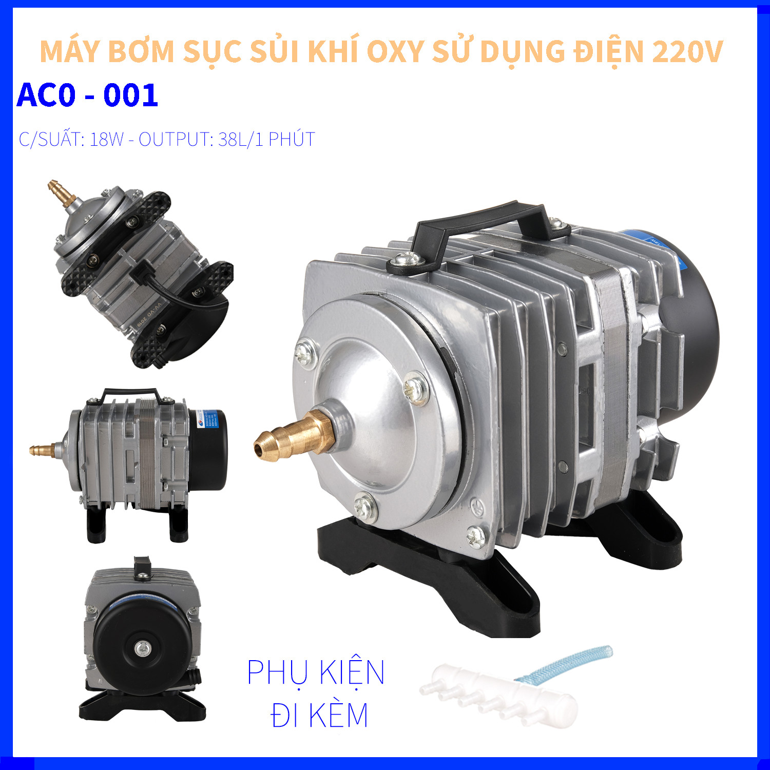 MÁY SỤC SỦI THỔI KHÍ OXY RESUN ACO-001 CHO HỒ BỂ CẢ CẢNH - TÔM - CÁ - SỬ DỤNG NGUỒN ĐIỆN 220V