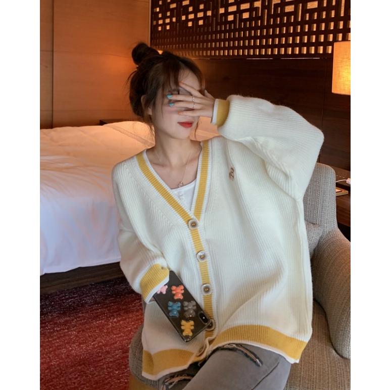 Áo khoác cardigan dệt kim tay dài dáng rộng thời trang dành cho nữ