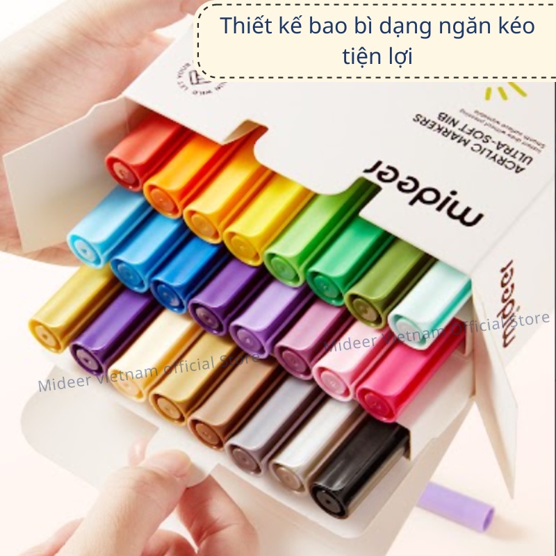 Bút Lông Màu Mực Acrylic An Toàn Vẽ Được Trên Nhiều Vật Liệu Mideer Acrylic Marker Ultra-soft Nib