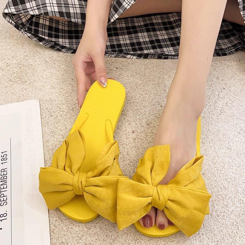Dép Xỏ Ngón Chống Trượt Đính Nơ Dễ Thương Thời Trang Đi Biển Cho Nữ