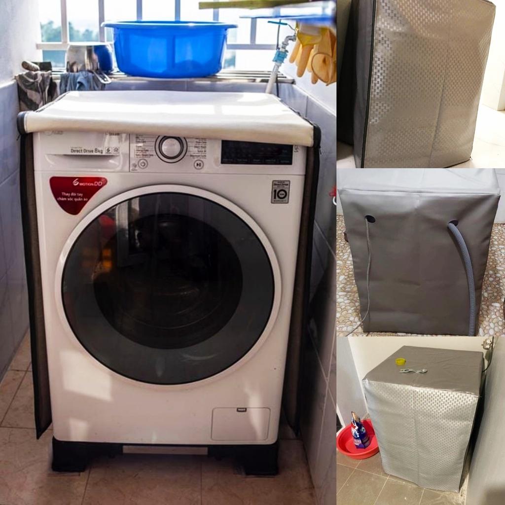 Áo Trùm Vỏ Bọc Máy Giặt Cửa Ngang Bằng Da và Vải Dù Cao Cấp Siêu Bền Chống Mưa Nắng
