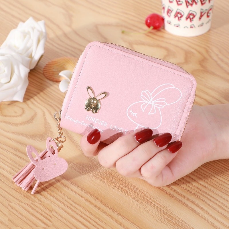 [5 MÀU] VÍ NGẮN NỮ CẦM TAY GẤP ĐÔI MINI  BLCV421 THỎ FOREVER LOVELY THỜI TRANG SIÊU DỄ THƯƠNG