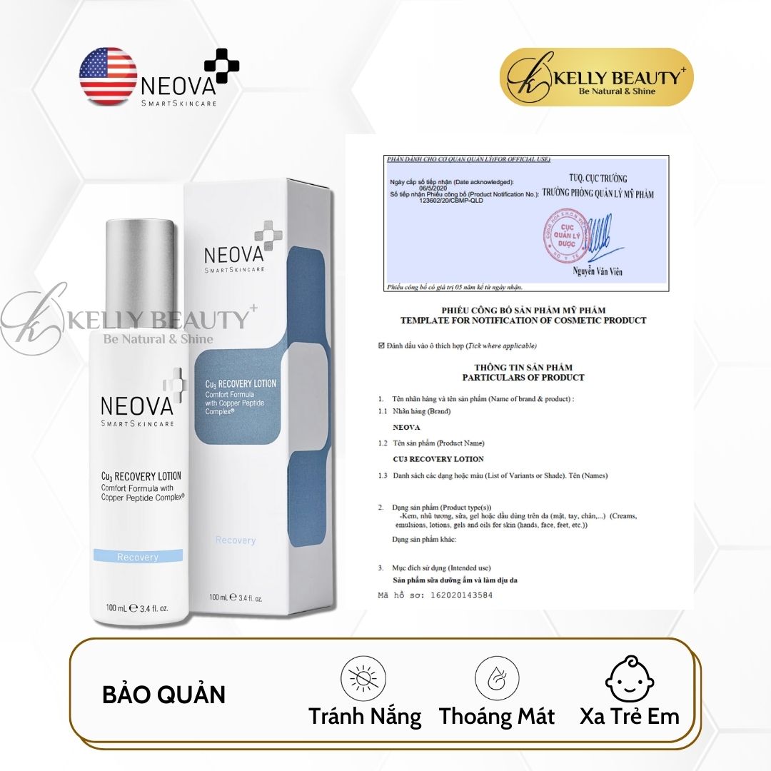 Sữa Dưỡng Phục Hồi Da Sau Treatment NEOVA CU3 Recovery Lotion | Kelly Beauty