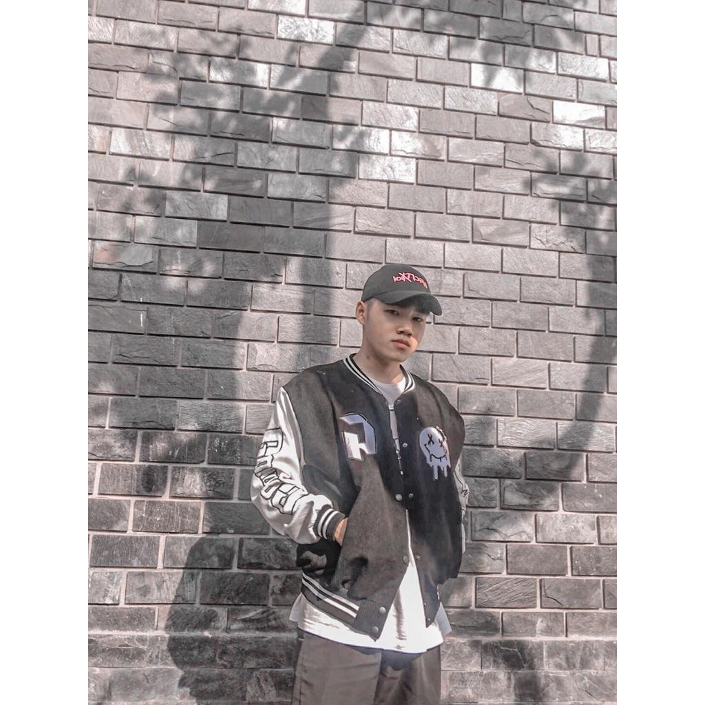 Áo Bomber Nhung Gân Thêu G 2 Lớp Jacket Varsity FF Mint V11