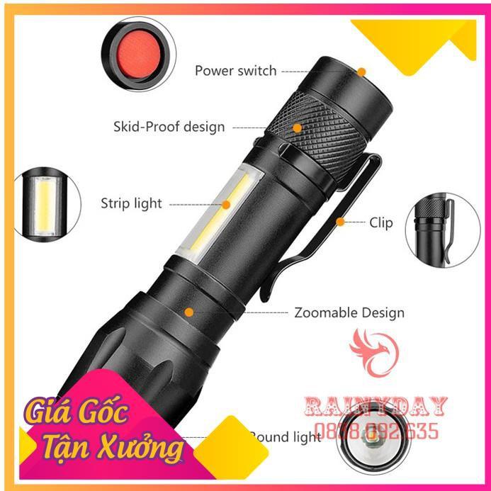 Đèn pin siêu sáng mini bin sạc điện usb bóng led xpe cob có zoom chống nước cầm tay chuyên dụng
