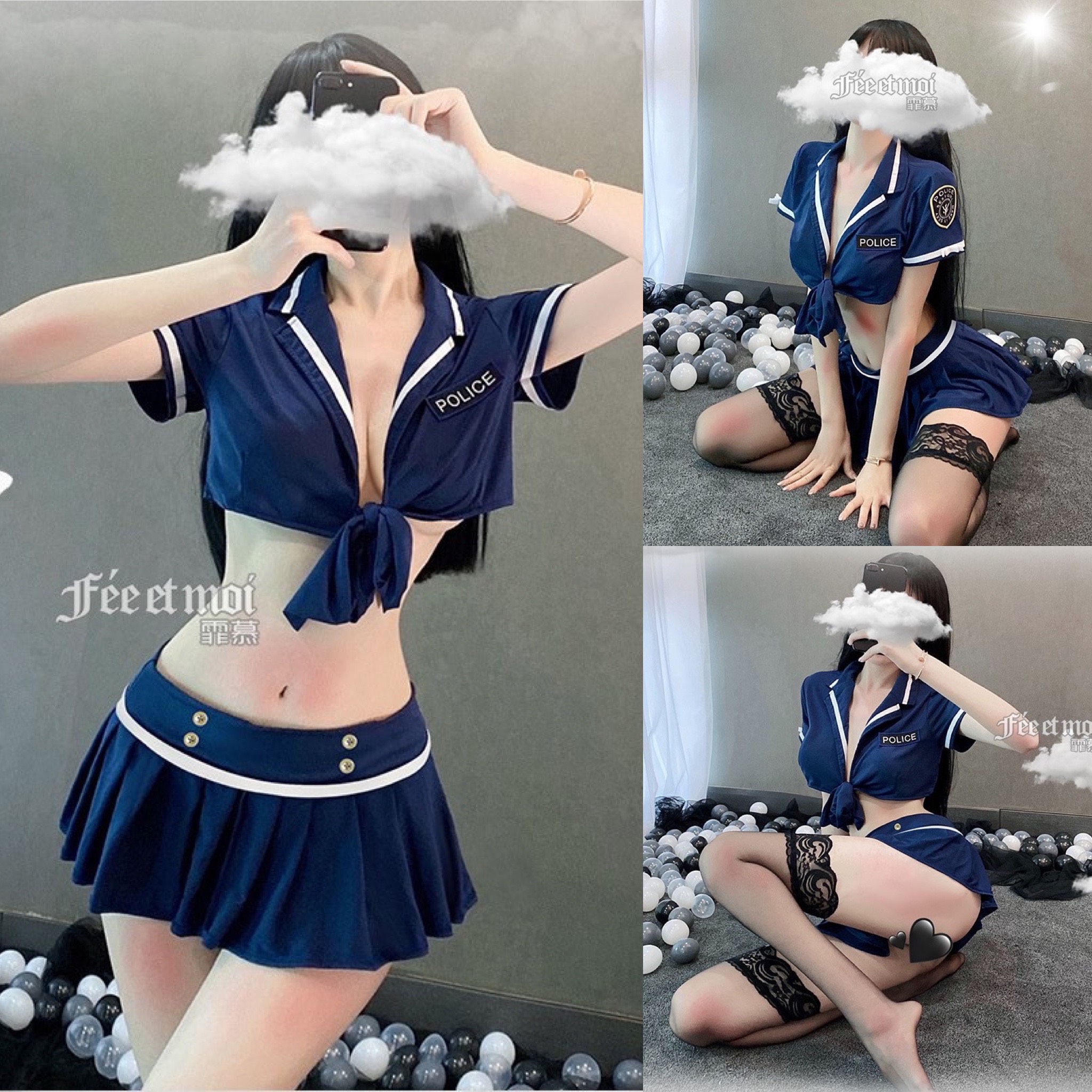 Đồ ngủ Sexy Cosplay nữ cảnh sát hoa trang Police chuyên chụp ảnh Bar Sàn Studio