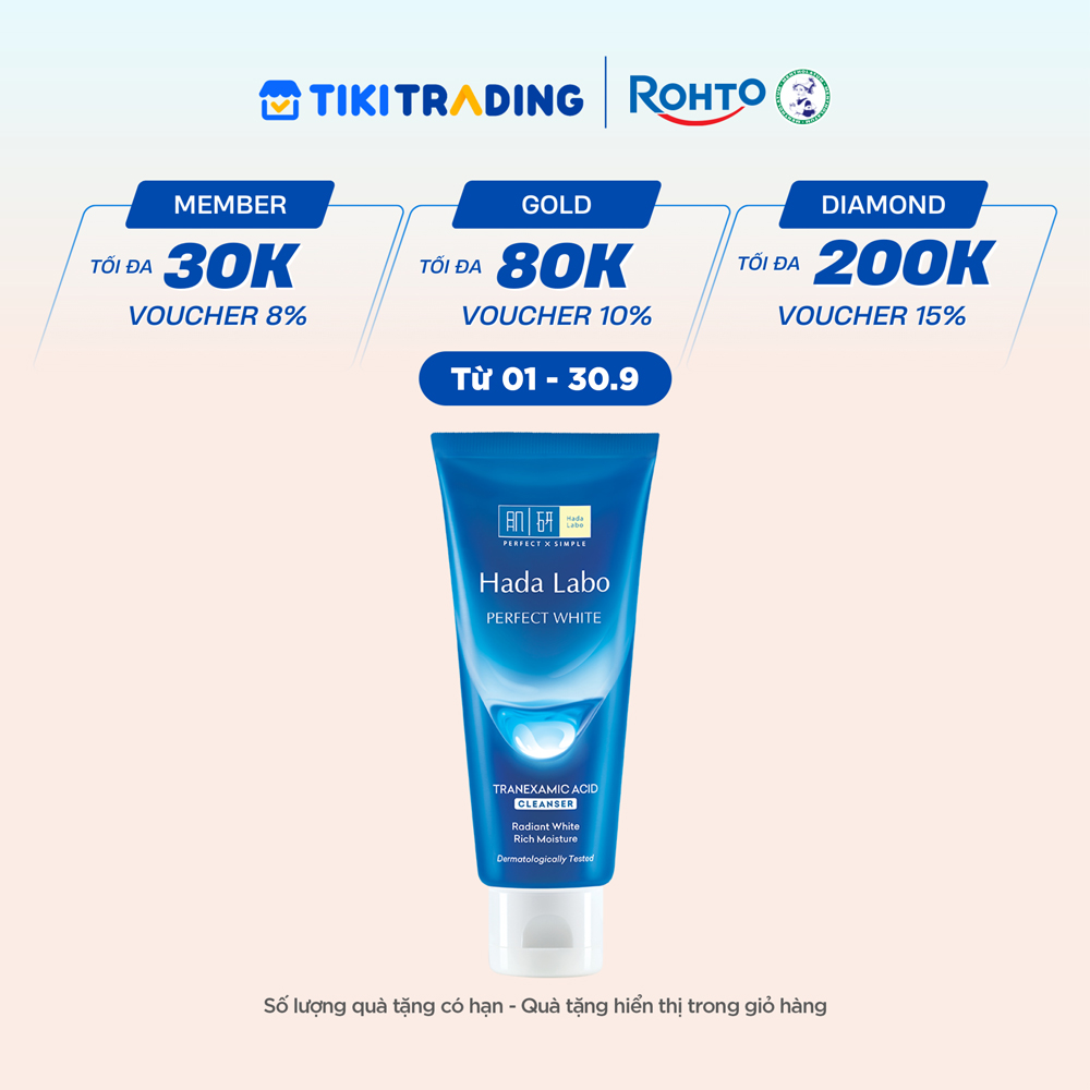 Kem rửa mặt dưỡng sáng Hada Labo Perfect White Tranexamic Acid Cleanser 80g