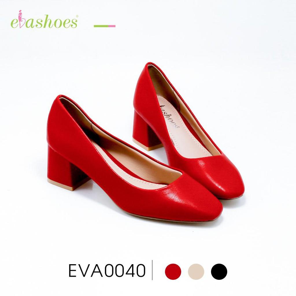 Giày Mũi Vuông Đế Vuông Da PU 5cm Evashoes - Eva0040