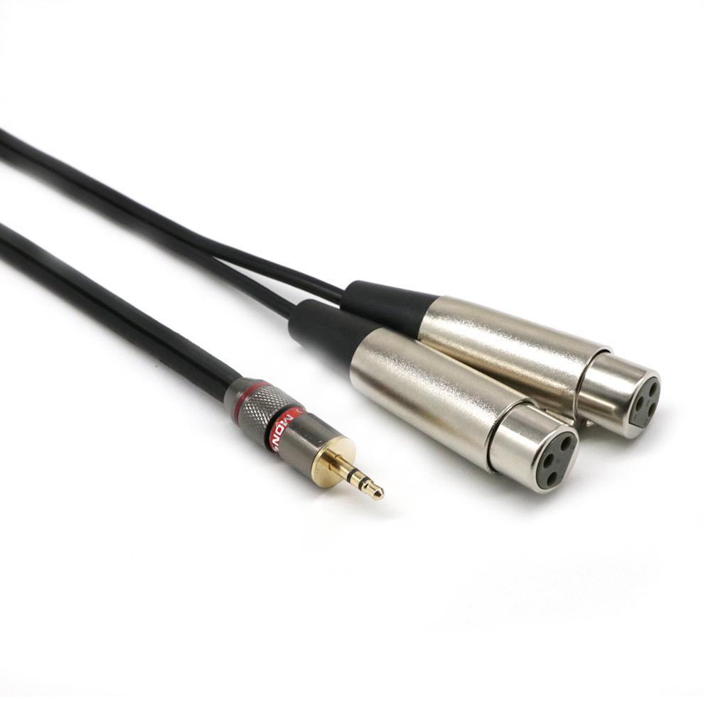 2x 1/8" 3.5mm Jack to Dual XLR Female Stereo Mic Audio Cable