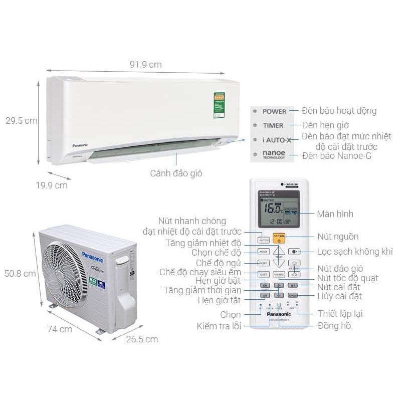 Máy lạnh Panasonic Inverter 2.5 HP CU/CS-XU24XKH-8-Hàng Chính Hãng-Giao Hàng Toàn Quốc.