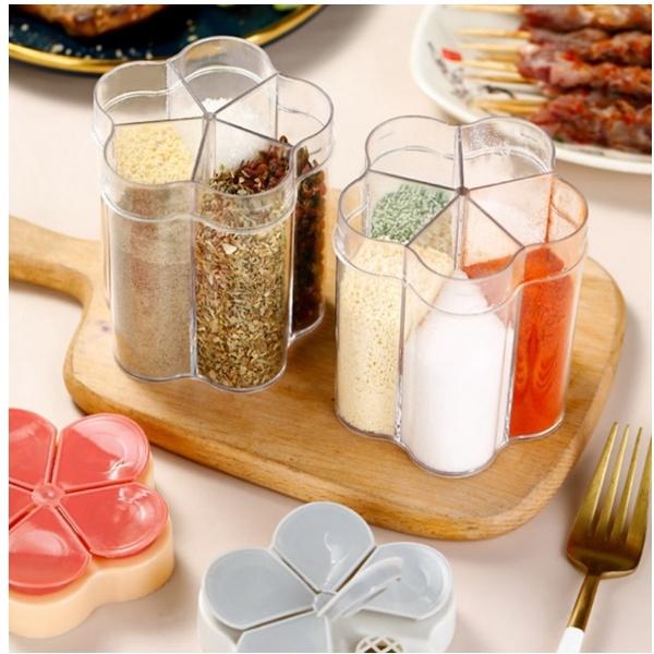 HỘP ĐỰNG GIA VỊ 5 NGĂN HÌNH HOA