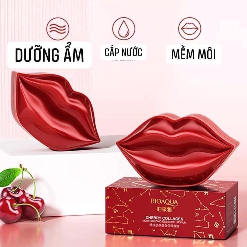  Hộp 20 Miếng Mặt Nạ Ngủ Môi Bioaqua dưỡng ẩm nuôi dưỡng chống đường vân môi hiệu quả mẫu mới 2021(Tặng kèm thỏi son dưỡng môi Maycreate)