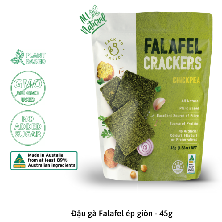 Đậu gà falafel ép giòn Back to Basics Falafel Crackers chickpea 45g